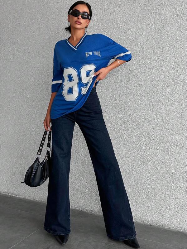 Women's Oversized Casual Baseball Football Shirt