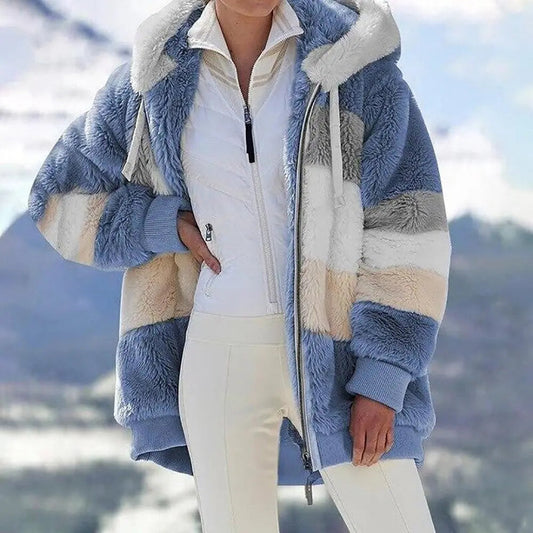 Women's Oversized Hooded Coat with Zip Fastening