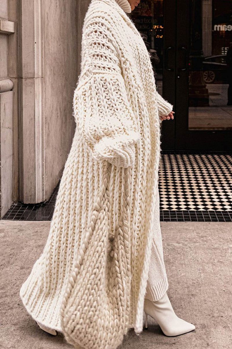 Women's Oversized Open-Front Chunky Longline Cardigan