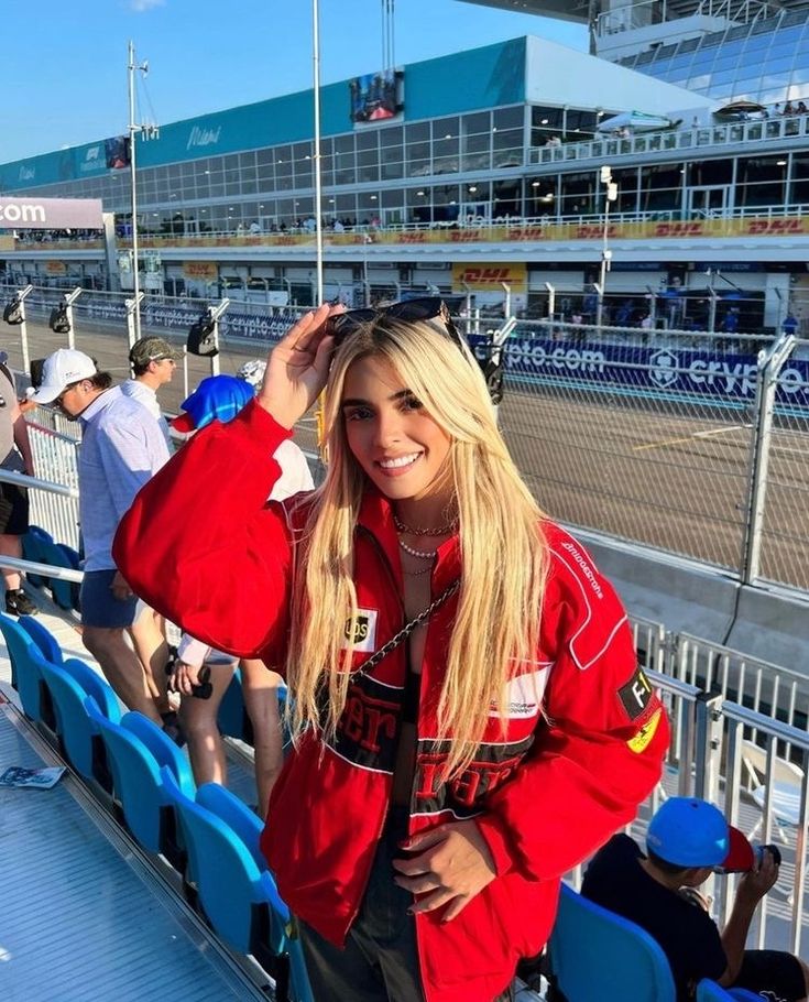 Women's Oversized Racing Jacket - Colorblock Motorsport Style with Pat ...