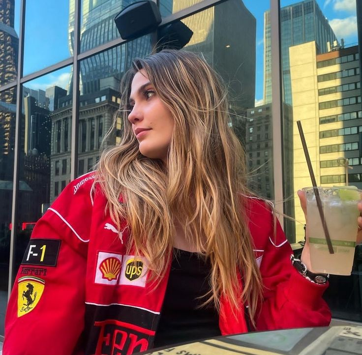 Women's Oversized Racing Jacket - Colorblock Motorsport Style with Pat ...