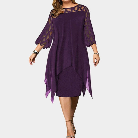 Women's Plus Size Overlay Midi Dress