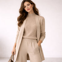 Women's Relaxed-Fit Three-Piece Set with Cardigan