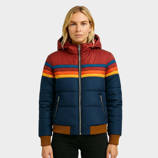 Women's Retro Multicolour Quilted Jacket
