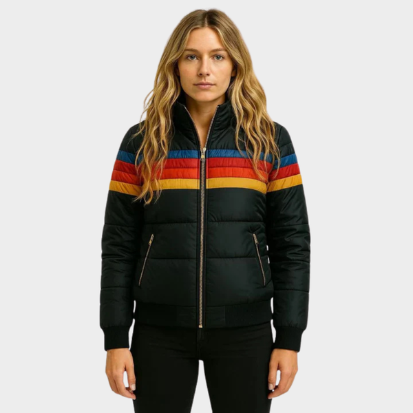 Women's Retro Multicolour Quilted Jacket