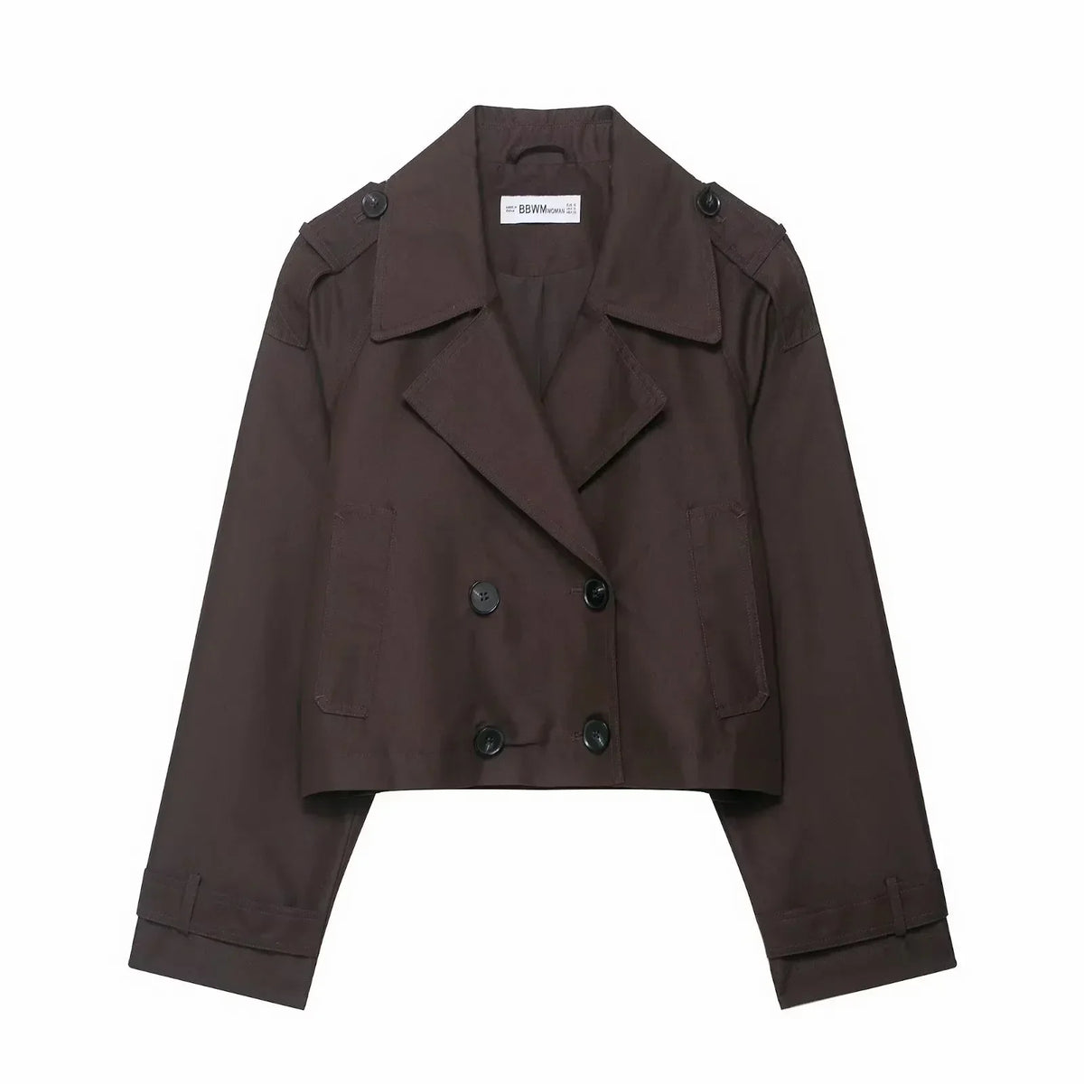 Women's Short Double-Breasted Trench Coat – Timeless Silhouette for Work and Casual Wear