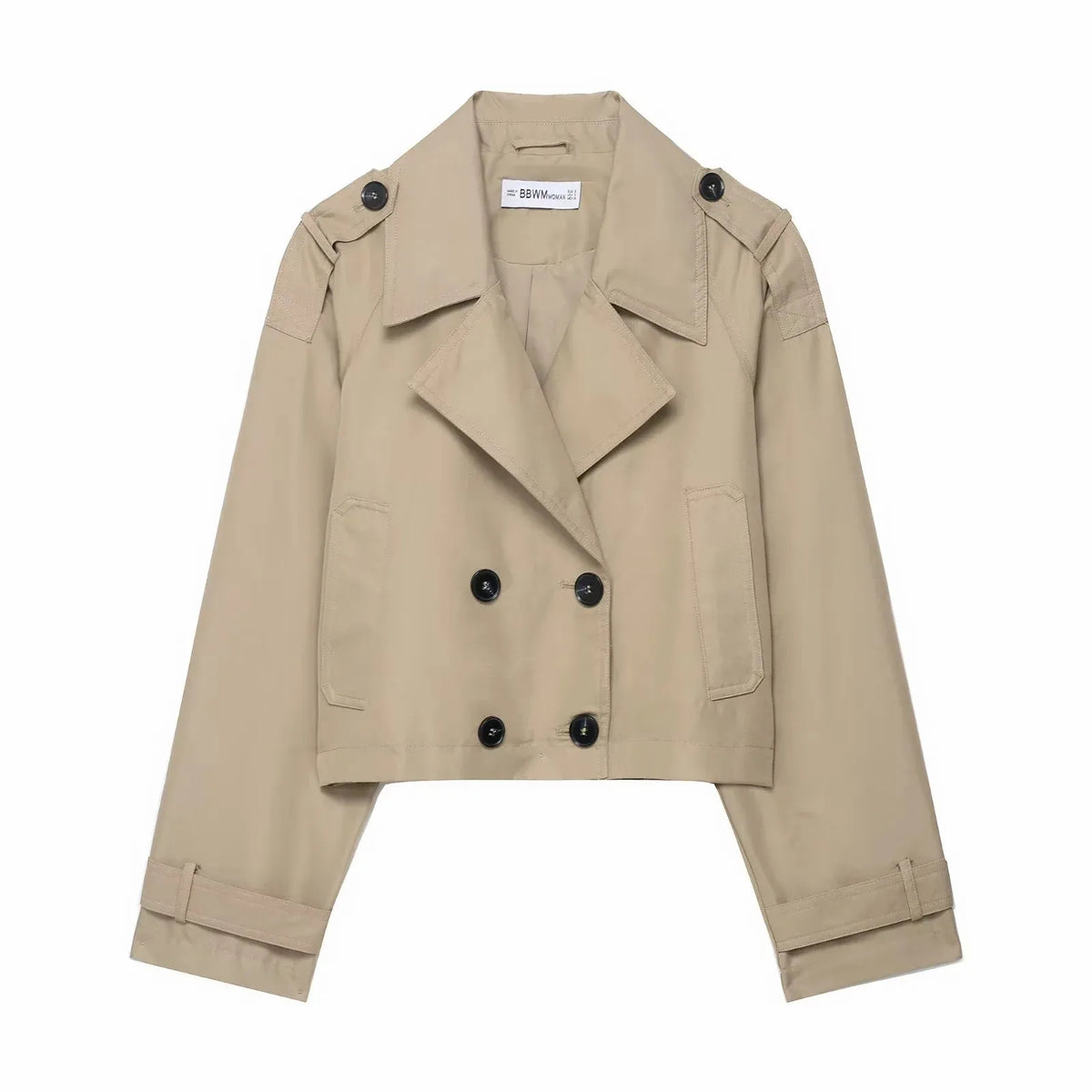 Women's Short Double-Breasted Trench Coat – Timeless Silhouette for Work and Casual Wear