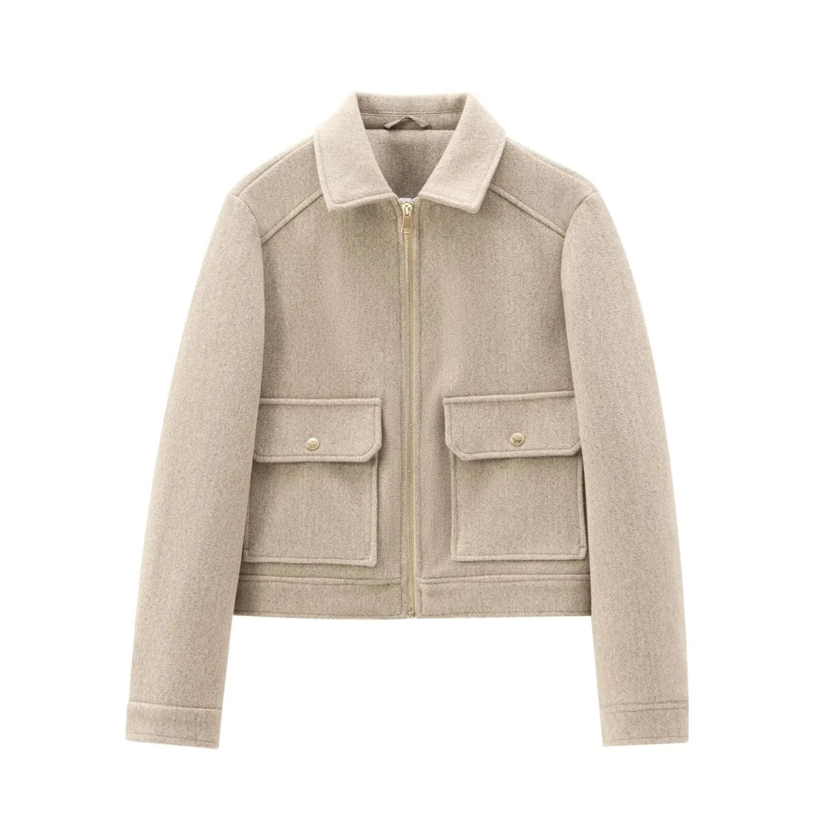 Women's Short Zip-Front Bomber Jacket with Cuffs