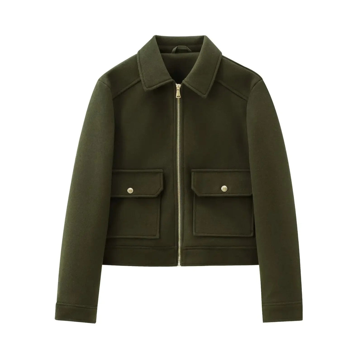 Women's Short Zip-Front Bomber Jacket with Cuffs