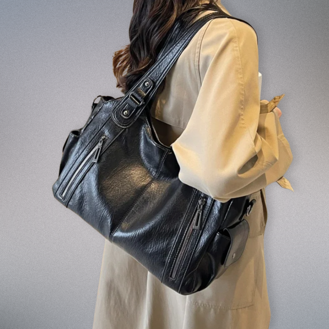 Women's Shoulder Bag with Metal Accents