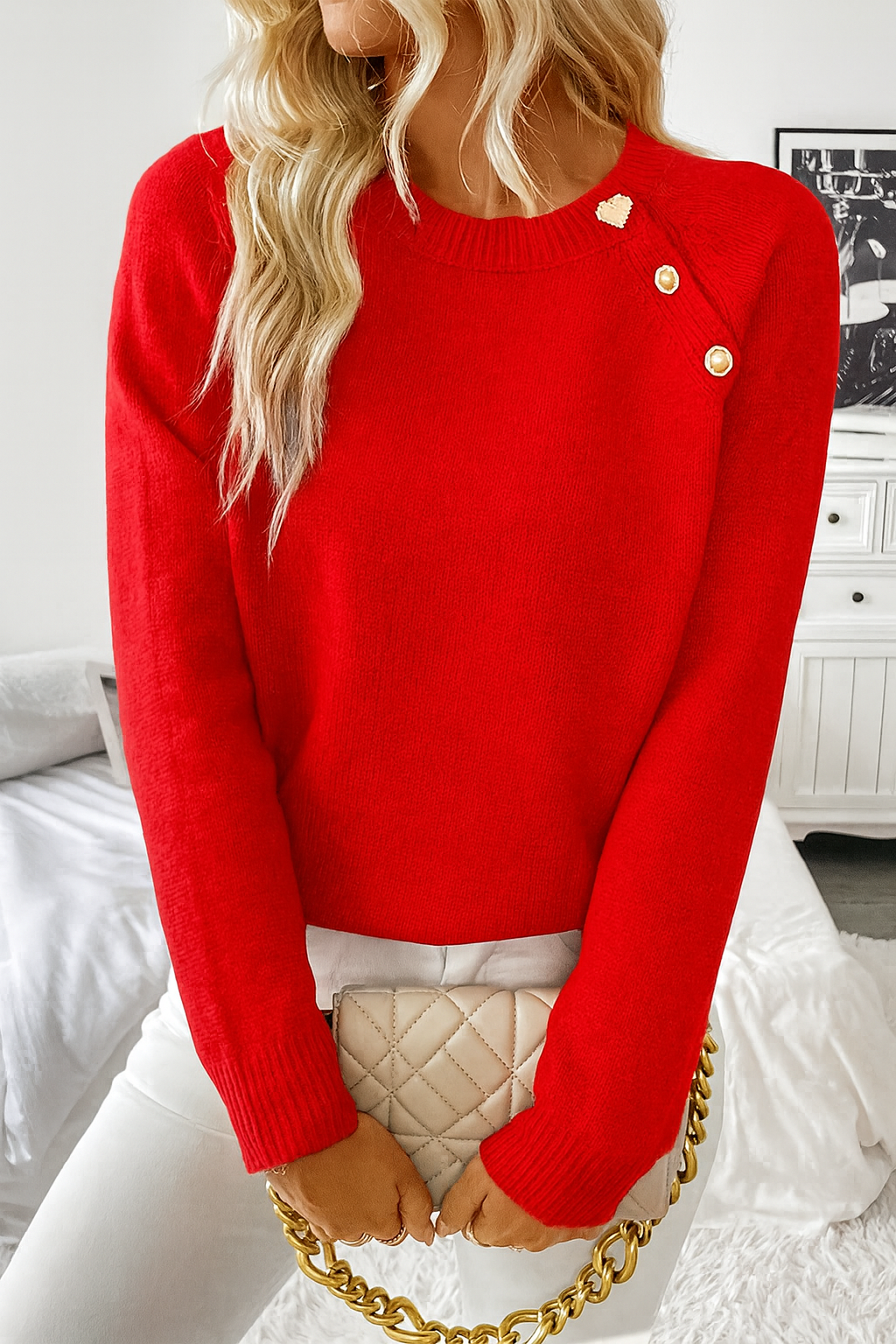 Women's Shoulder Button Sweater