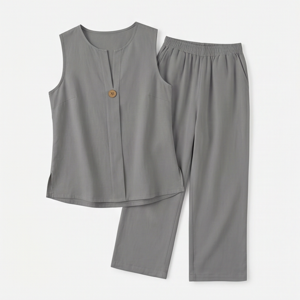 Women's Sleeveless Co-Ord Set with Wide-Leg Pants