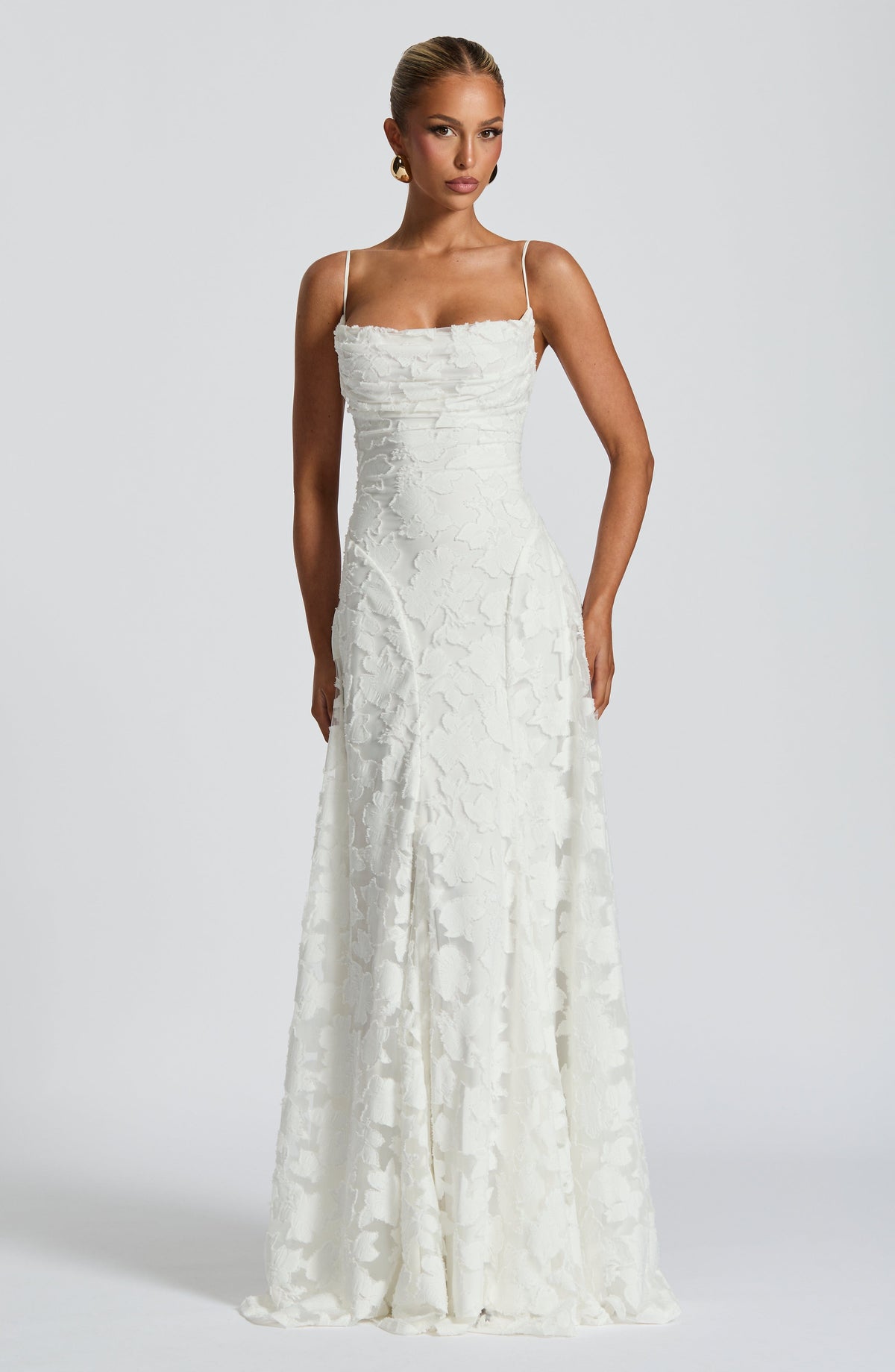Women's Sleeveless Cowl Neck Maxi Dress with Floral Pattern