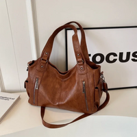 Women's Structured Shoulder Bag with Zip Pockets