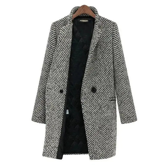 Women's V-Neck Button-Front Long Coat