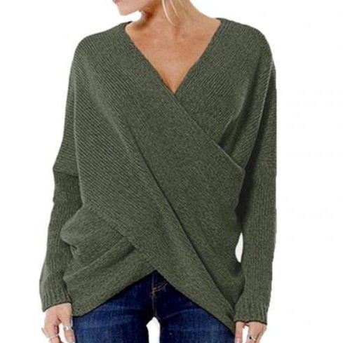 Women's V-Neck Wrap Front Sweater