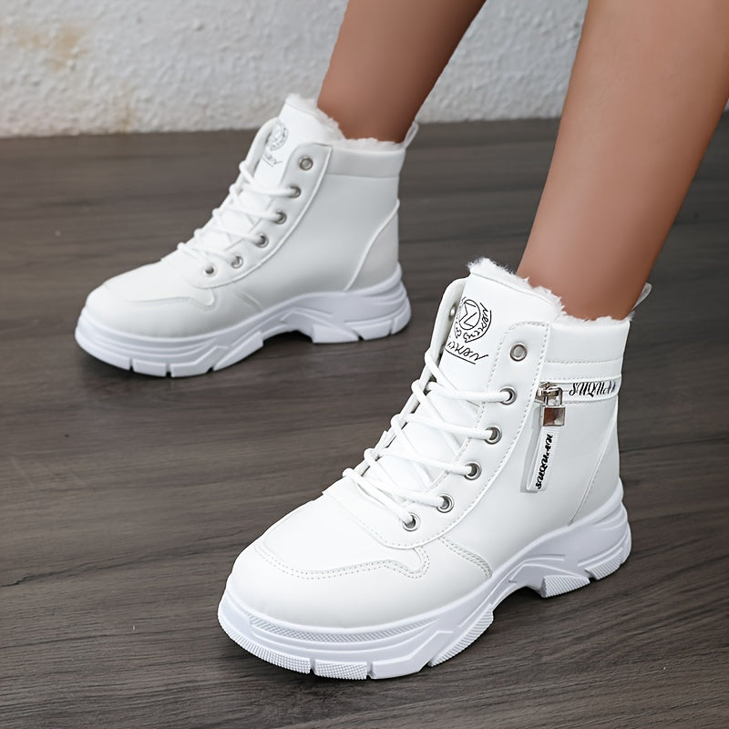 Women's Winter Ankle Boots with Side Zipper, Soft Lining and Chunky Sole