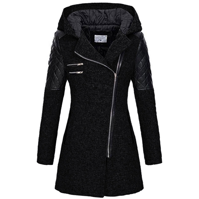 Women's Winter Coat with Asymmetrical Zip