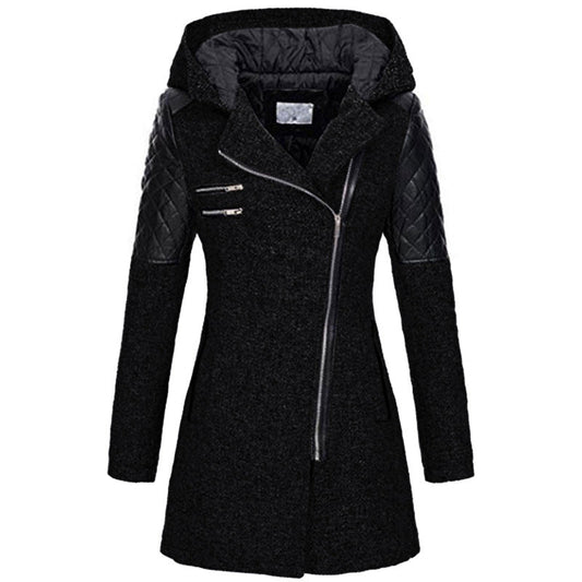 Women's Winter Coat with Asymmetrical Zip