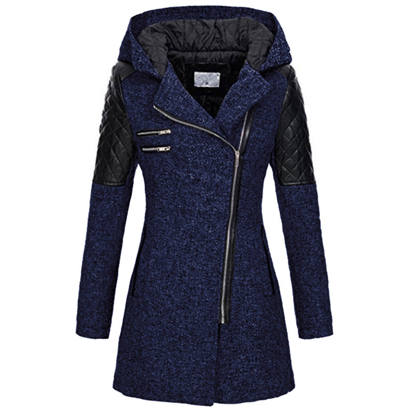 Women's Winter Coat with Asymmetrical Zip