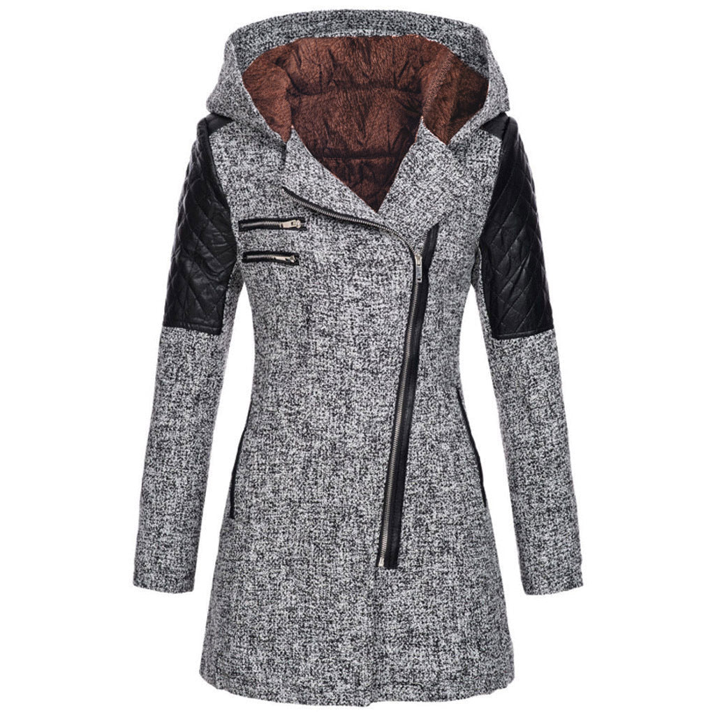 Women's Winter Coat with Asymmetrical Zip