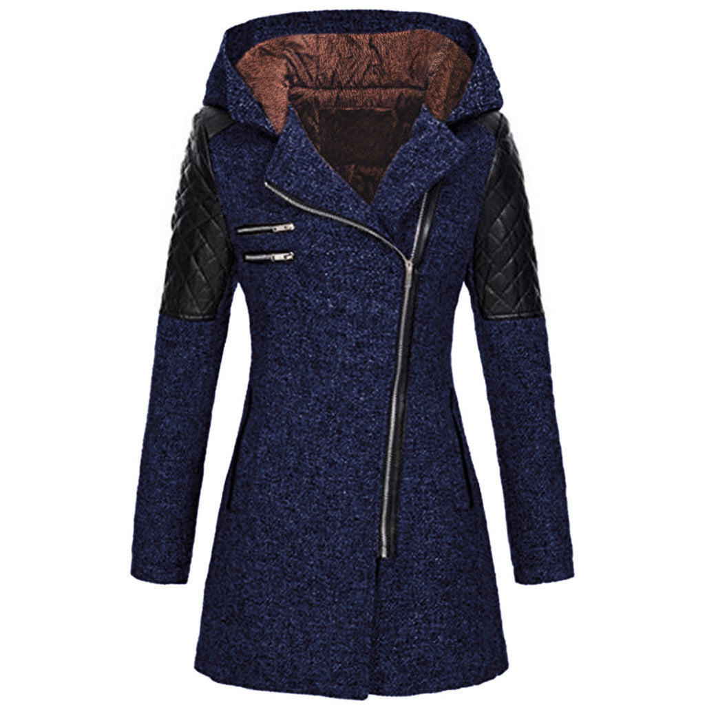 Women's Winter Coat with Asymmetrical Zip